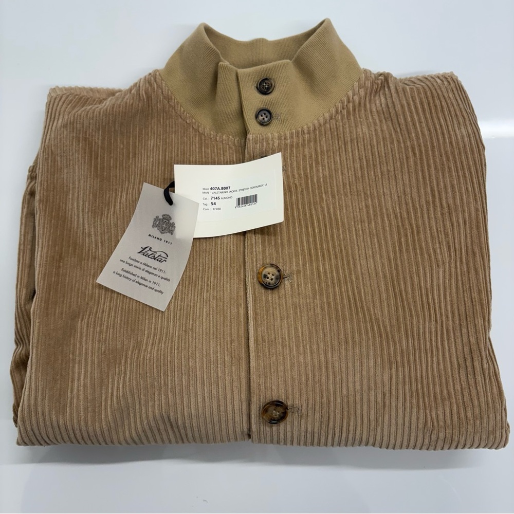 Valstar Milano 1911 Corduroy Jacket Almond Brown Size 54 Italy New with Tags - Picture 2 of 9